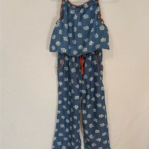 Boden Blue Floral Jumpsuit size 13-14Y